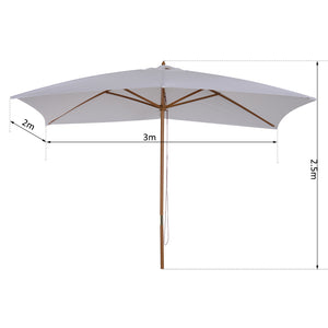 Parasol droit rectangulaire Parasol de jardin grande taille grande taille dim. 3L x 2l x 2,5H m blanc