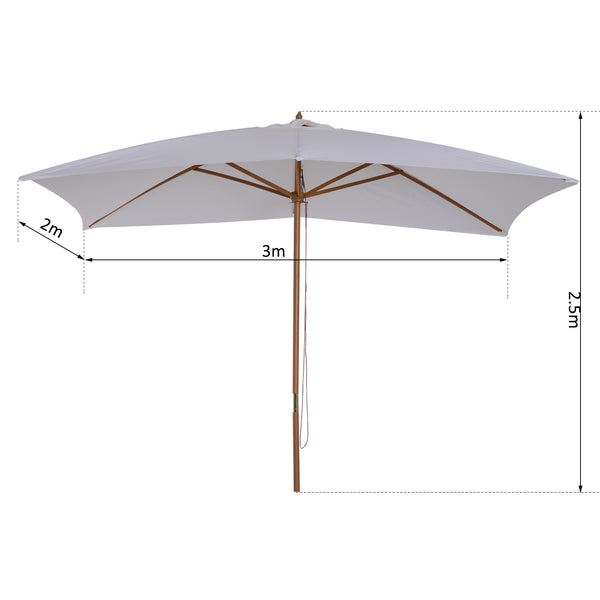 Parasol droit rectangulaire Parasol de jardin grande taille grande taille dim. 3L x 2l x 2,5H m blanc