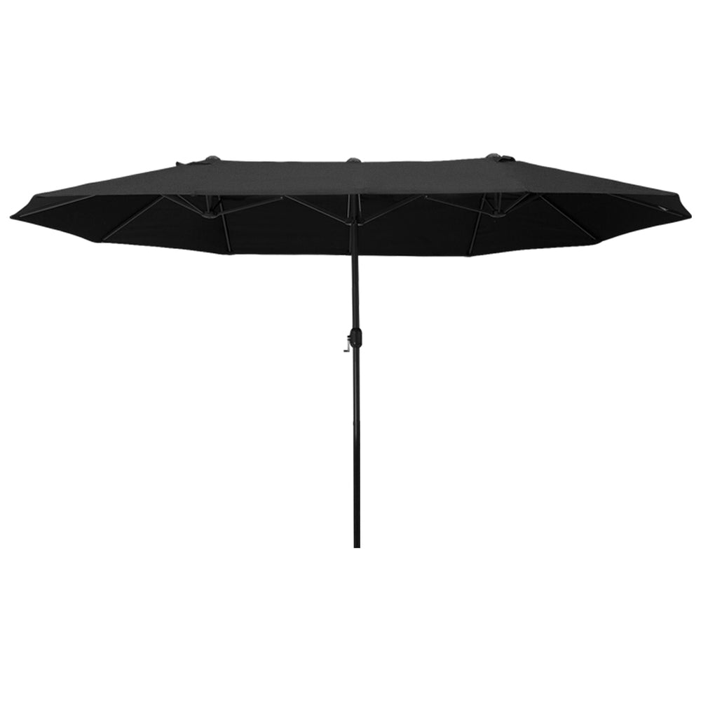 Parasol de jardin exterieur parasol double rectangulaire 4,6L x 2,7l x 2,4H m avec ouverture fermeture manivelle, cadre en acier, toile 180 g/m², parasol pour balcon, piscine, noir