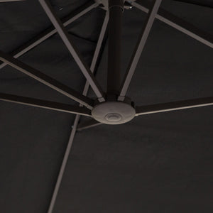 Parasol de jardin exterieur parasol double rectangulaire 4,6L x 2,7l x 2,4H m avec ouverture fermeture manivelle, cadre en acier, toile 180 g/m², parasol pour balcon, piscine, noir