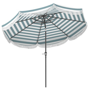 Parasol de jardin extérieur parasol inclinable rond Ø2,7 x 2,4 m parasol droit avec ouverture fermeture manivelle, franges, toile 180 g/m² protection UPF 30+, pour balcon, terrasse, bleu