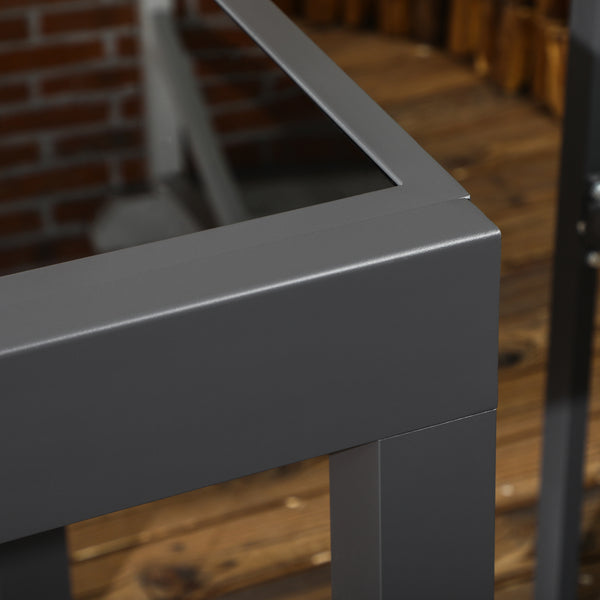 Table extensible de jardin grande taille dim. dépliées 160 x 80 x 75 cm foncé plateau verre trempé noir aluminium gris