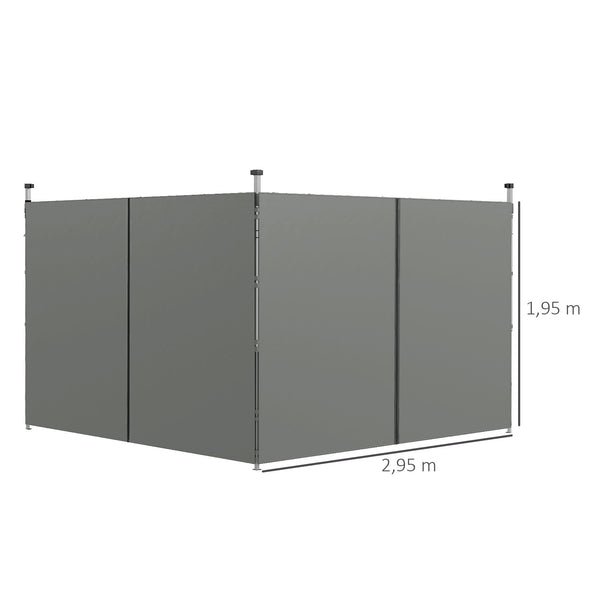 Parois latérales de Rechange Barnum panneaux latérals pour tonnelle 3 x 3 ou 3 x 6 m 2 pièces gris foncé