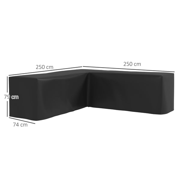 Housse de Protection Étanche Housse Salon de Jardin d'angle 420D Oxford Tissu Bâche Extérieur Imperméable anti-UV 250L x 250l x 79H cm, Noir
