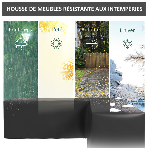 Housse de Protection Étanche Housse Salon de Jardin d'angle 420D Oxford Tissu Bâche Extérieur Imperméable anti-UV 250L x 250l x 79H cm, Noir