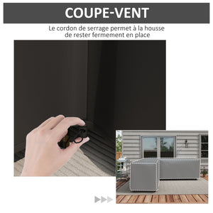 Housse de Protection Étanche Housse Salon de Jardin d'angle 420D Oxford Tissu Bâche Extérieur Imperméable anti-UV 250L x 250l x 79H cm, Noir