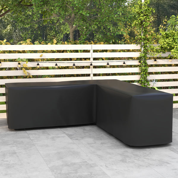 Housse de Protection Étanche Housse Salon de Jardin d'angle 420D Oxford Tissu Bâche Extérieur Imperméable anti-UV 250L x 250l x 79H cm, Noir