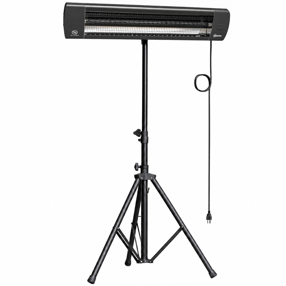 Radiateur Infrarouge sur Pied 2500 W, Chauffage Électrique pour Terrasse, Extérieur et Intérieur IP65, Télécommande, Minuterie, 3 Niveaux, Trépied Hauteur Réglable, Housse, Anti-Basculement