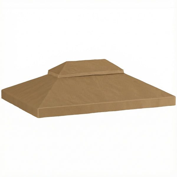 Toile de rechange pour pavillon toile de tonnelle 4 x 3 m, toit double avec trous de drainage, polyester haute densité 370 g/m², protection solaire UPF30+, TOILE INCLUS UNIQUEMENT, beige