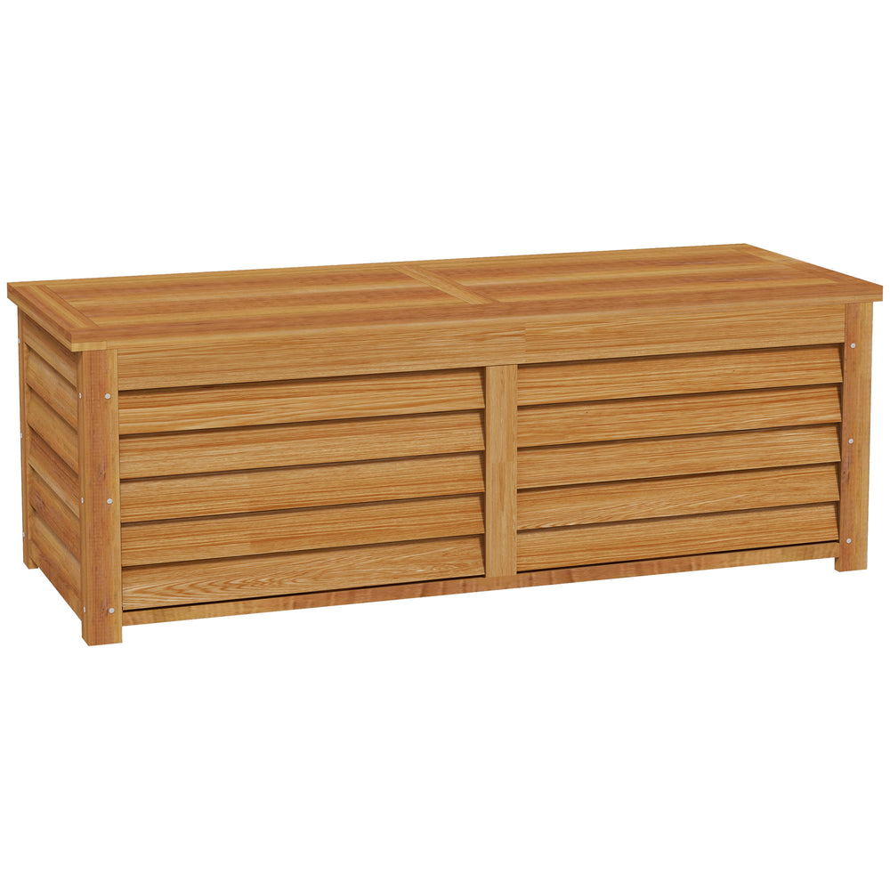Coffre de rangement extérieur jardin 176L en bois avec poignée, dim. 130L x 50l x 45H cm