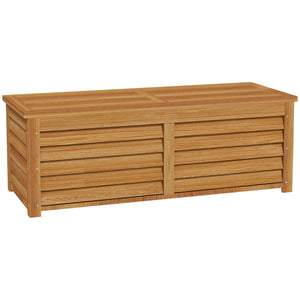 Coffre de rangement extérieur jardin 176L en bois avec poignée, dim. 130L x 50l x 45H cm