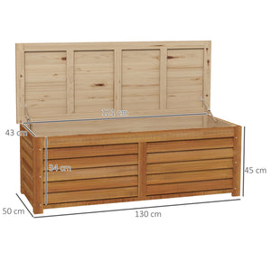 Coffre de rangement extérieur jardin 176L en bois avec poignée, dim. 130L x 50l x 45H cm