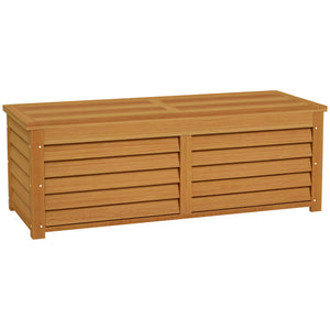 Coffre de rangement extérieur jardin 176L en bois avec poignée, dim. 130L x 50l x 45H cm
