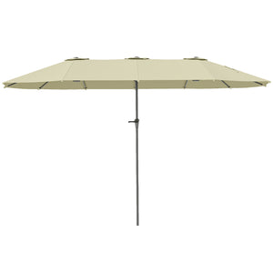Parasol de jardin extérieur, parasol double rectangulaire 4 x 2,2 x 2,3 m avec ouverture fermeture manivelle, toile 180 g/m² pour balcon, piscine, terrasse, crème