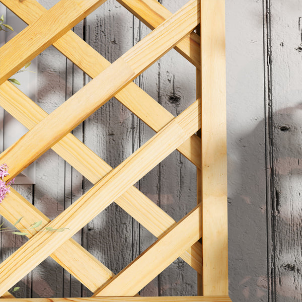 Jardinière avec treillis lit surélevé de jardin potager sur pied en bois avec étagères, trous de drainage et doublure, bac à fleurs pot de plantes pour balcon terrasse patio, naturel