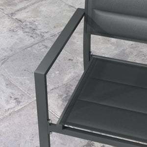 Ensemble de 4 chaises de jardin empilables en aluminium et textilène avec accoudoirs, lot de 4 pièces pour extérieur, gris