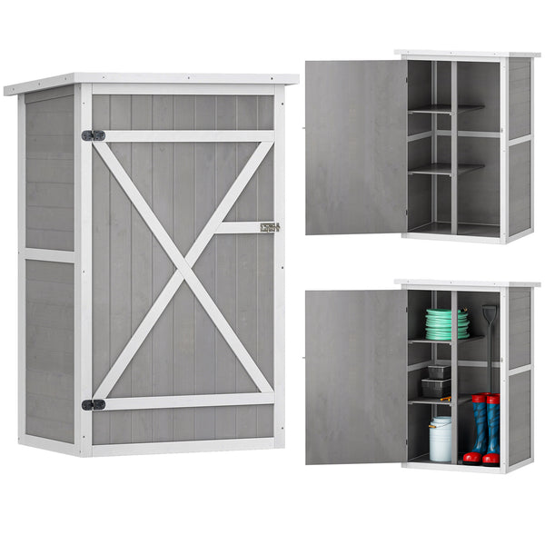 Armoire abri de Jardin Remise pour Outils Bois de Sapin pré-huilé Toit bitumé incliné - Grande Porte verrouillable loquet - 2 étagères - dim. 75L x 56l x 115H cm