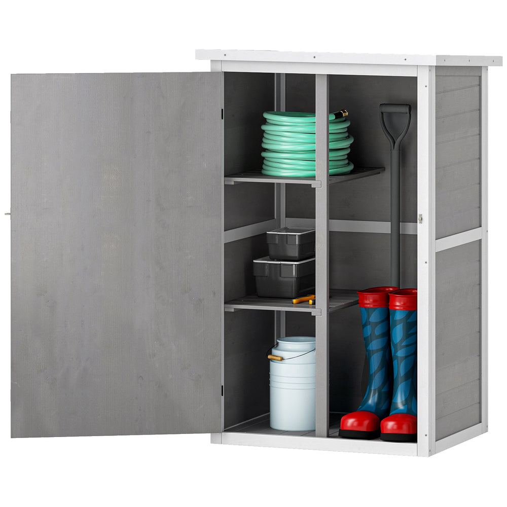 Armoire abri de Jardin Remise pour Outils Bois de Sapin pré-huilé Toit bitumé incliné - Grande Porte verrouillable loquet - 2 étagères - dim. 75L x 56l x 115H cm
