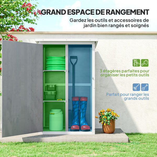 Armoire abri de Jardin Remise pour Outils Bois de Sapin pré-huilé Toit bitumé incliné - Grande Porte verrouillable loquet - 2 étagères - dim. 75L x 56l x 115H cm