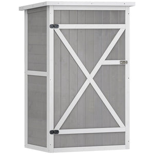Armoire abri de Jardin Remise pour Outils Bois de Sapin pré-huilé Toit bitumé incliné - Grande Porte verrouillable loquet - 2 étagères - dim. 75L x 56l x 115H cm