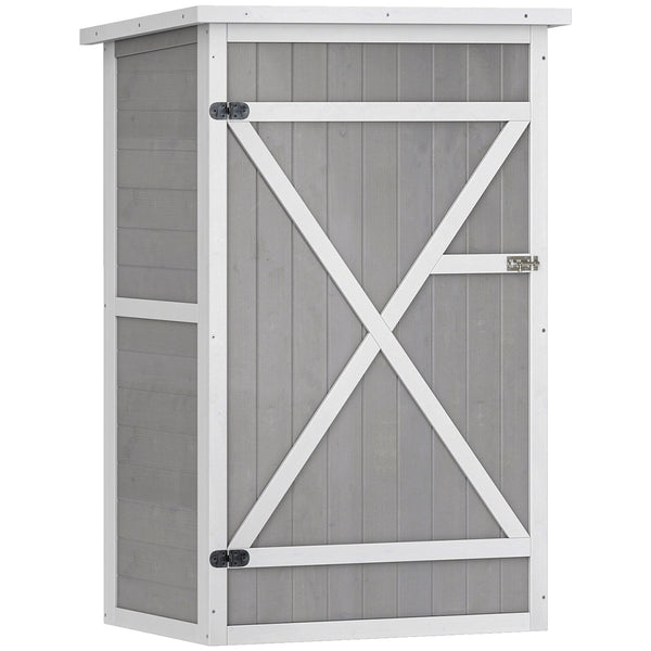 Armoire abri de Jardin Remise pour Outils Bois de Sapin pré-huilé Toit bitumé incliné - Grande Porte verrouillable loquet - 2 étagères - dim. 75L x 56l x 115H cm