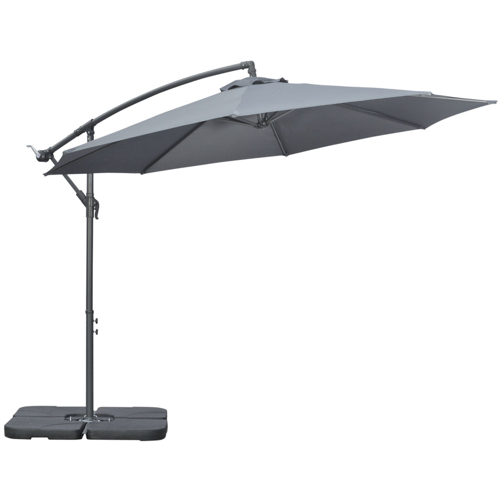 Parasol déporté octogonal rabattable diamètre 3 m parasol de jardin avec pied en croix gris foncé