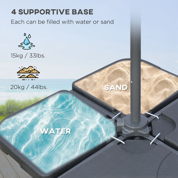 Parasol déporté octogonal rabattable diamètre 3 m parasol de jardin avec pied en croix gris foncé