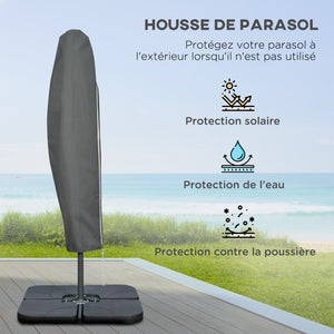 Parasol déporté octogonal rabattable diamètre 3 m parasol de jardin avec pied en croix gris foncé