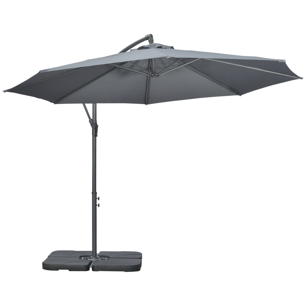 Parasol déporté octogonal rabattable diamètre 3 m parasol de jardin avec pied en croix gris foncé