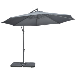 Parasol déporté octogonal rabattable diamètre 3 m parasol de jardin avec pied en croix gris foncé