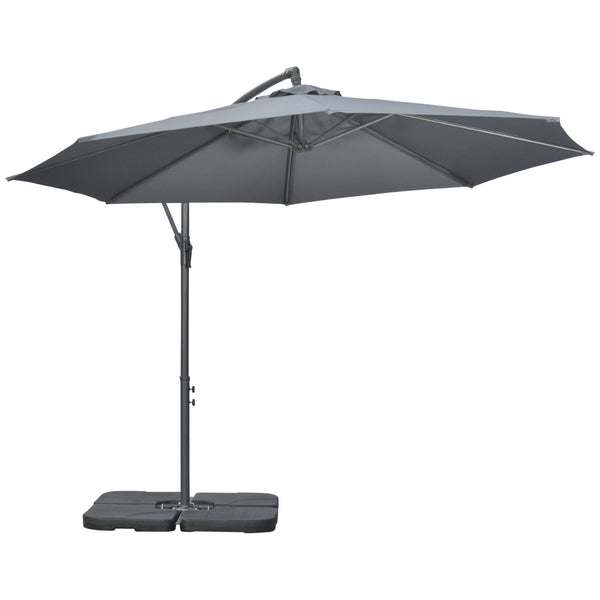 Parasol déporté octogonal rabattable diamètre 3 m parasol de jardin avec pied en croix gris foncé