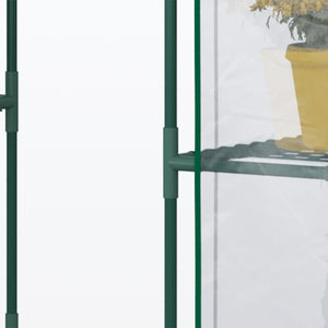 Serre de jardin avec étagères 3 niveaux, serre de balcon, bâche renforcée, châssis en acier, porte zippée enroulable, pour légumes plantes fleurs, intérieur et extérieur, 142x73x195cm, vert
