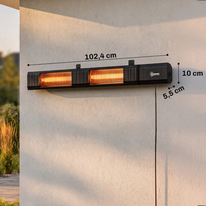 Radiateur Infrarouge 3000W, Chauffage Extérieur Électrique Mural IP65 avec Télécommande, Écran LED, Minuterie, 9 Niveaux, Chauffage Radiant pour Terrasse, Intérieur, Jardin, Balcon, Noir