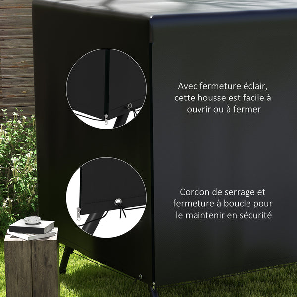 Housse de Protection balancelle de Jardin bâche étanche dim. 2,15L x 1,55l x 1,5H m PE Noir