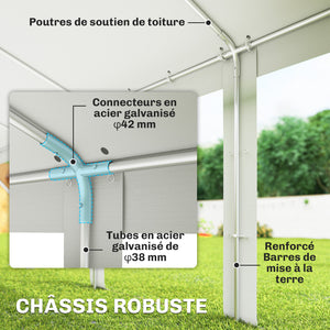 Tente de réception 5x10m, barnum 5 compartiments, protection UV 40+ et structure renforcée en acier galvanisé - tonnelle de jardin, chapiteau 10 parois amovibles pour fête et mariage, blanc