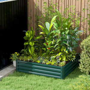Carré potager de jardin 120 x 120 x 30 cm acier galvanisée vert foncé