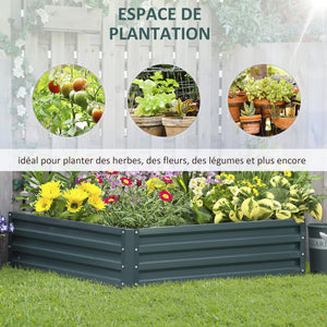 Carré potager de jardin 120 x 120 x 30 cm acier galvanisée vert foncé