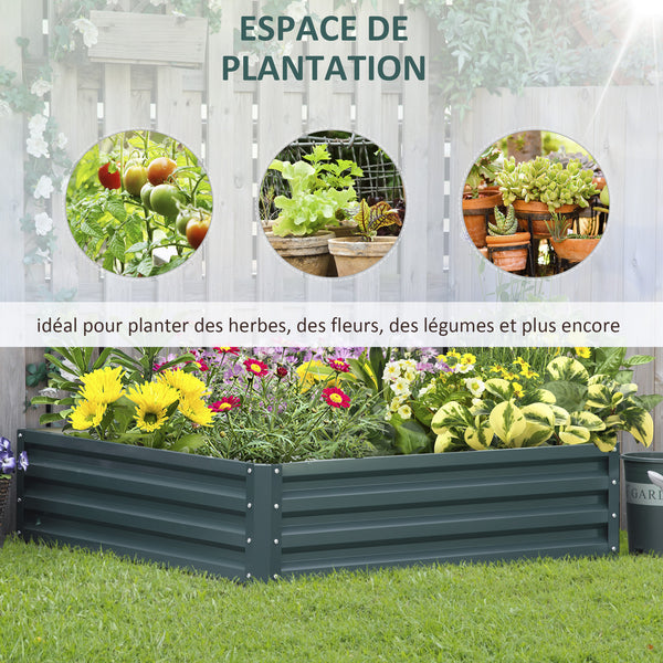 Carré potager de jardin 120 x 120 x 30 cm acier galvanisée vert foncé