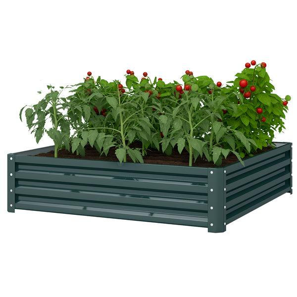 Carré potager de jardin 120 x 120 x 30 cm acier galvanisée vert foncé