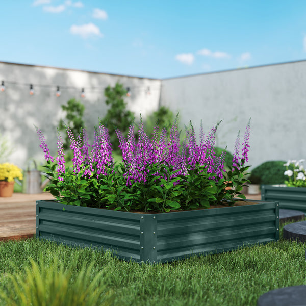 Carré potager de jardin 120 x 120 x 30 cm acier galvanisée vert foncé