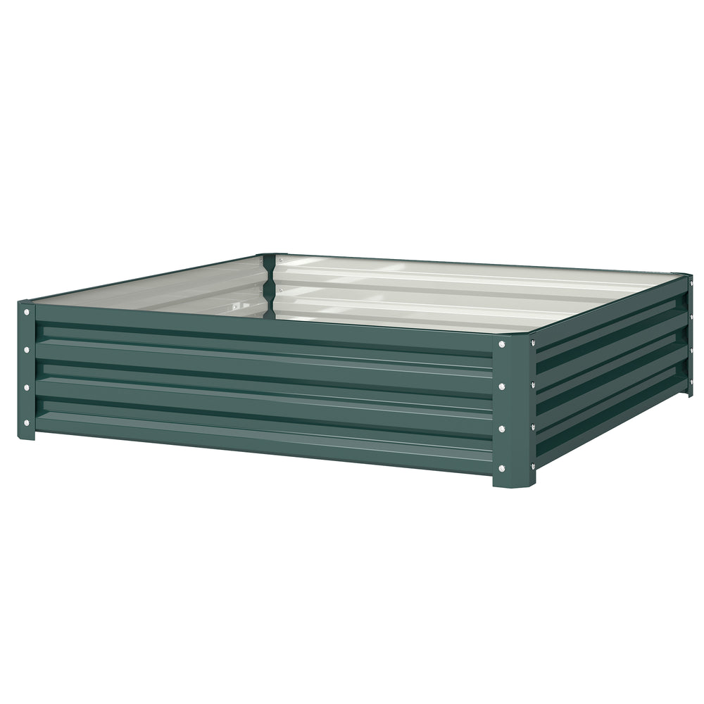 Carré potager de jardin 120 x 120 x 30 cm acier galvanisée vert foncé