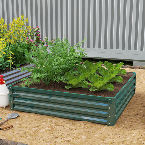 Carré potager de jardin 120 x 120 x 30 cm acier galvanisée vert foncé