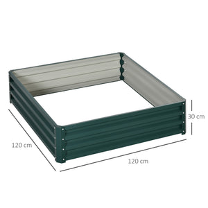 Carré potager de jardin 120 x 120 x 30 cm acier galvanisée vert foncé