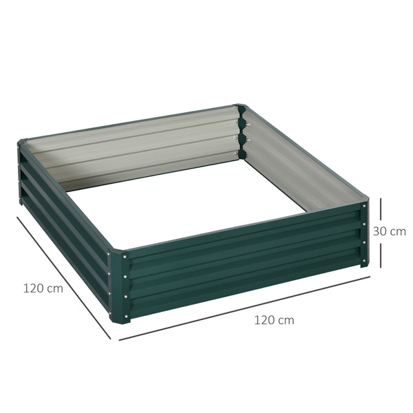 Carré potager de jardin 120 x 120 x 30 cm acier galvanisée vert foncé
