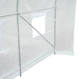 Serre de Jardin Tunnel Surface Sol 7 m² 3,5L x 2l x 2H m châssis Tubulaire renforcé 18 mm 6 fenêtres Blanc