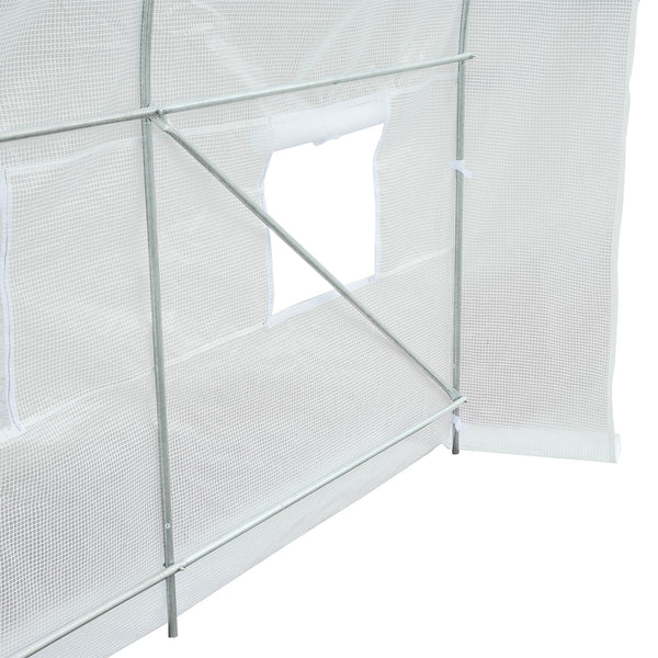 Serre de Jardin Tunnel Surface Sol 7 m² 3,5L x 2l x 2H m châssis Tubulaire renforcé 18 mm 6 fenêtres Blanc