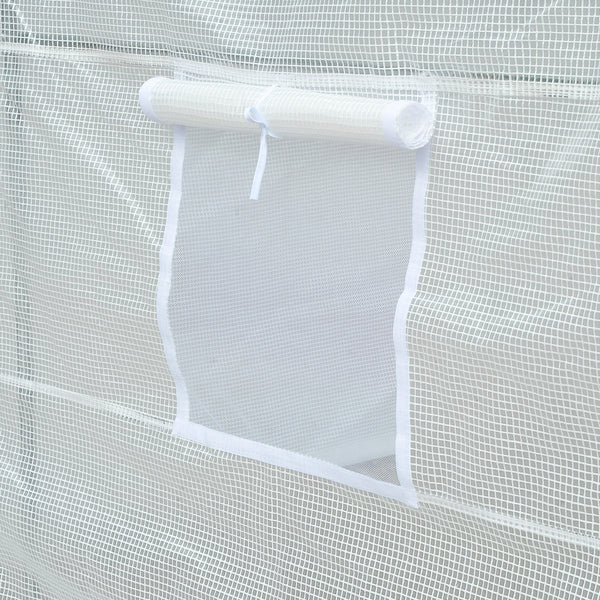 Serre de Jardin Tunnel Surface Sol 7 m² 3,5L x 2l x 2H m châssis Tubulaire renforcé 18 mm 6 fenêtres Blanc