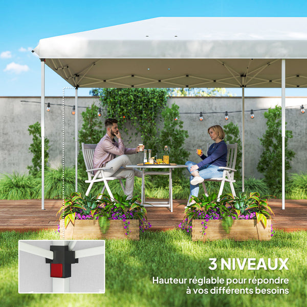 Tonnelle pliante tonnelle de jardin extérieure barnum pliant Pop-up pavillon de terrasse 6 x 3 m Anti-UV moustiquaires amovibles + Sac de Transport Blanc