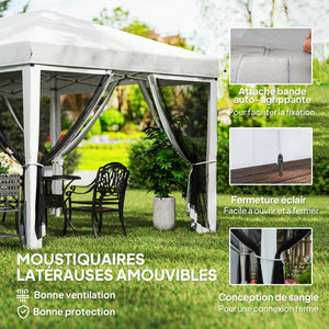 Tonnelle pliante tonnelle de jardin extérieure barnum pliant Pop-up pavillon de terrasse 6 x 3 m Anti-UV moustiquaires amovibles + Sac de Transport Blanc
