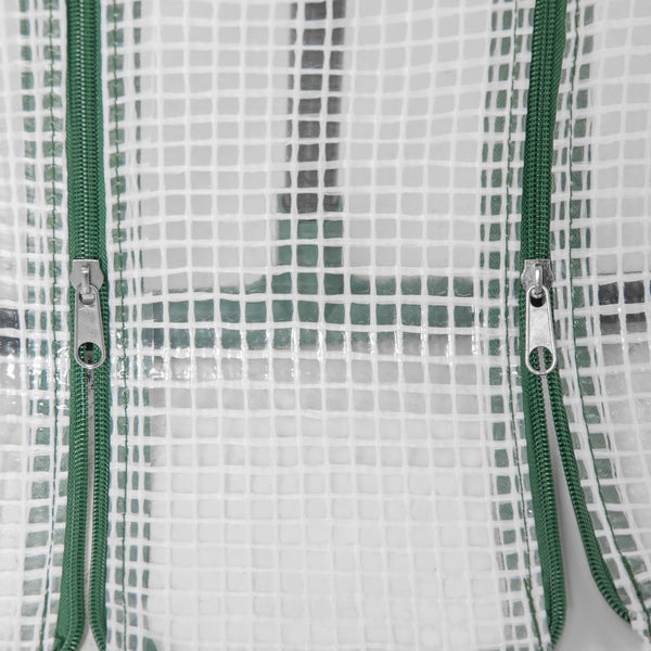 Mini Serre de Jardin mini serre tunnel 180L x 90l x 90H cm toit pointu Acier PE Haute densité 140 g/m² Anti-UV 2 fenêtres avec Zip enroulables Blanc